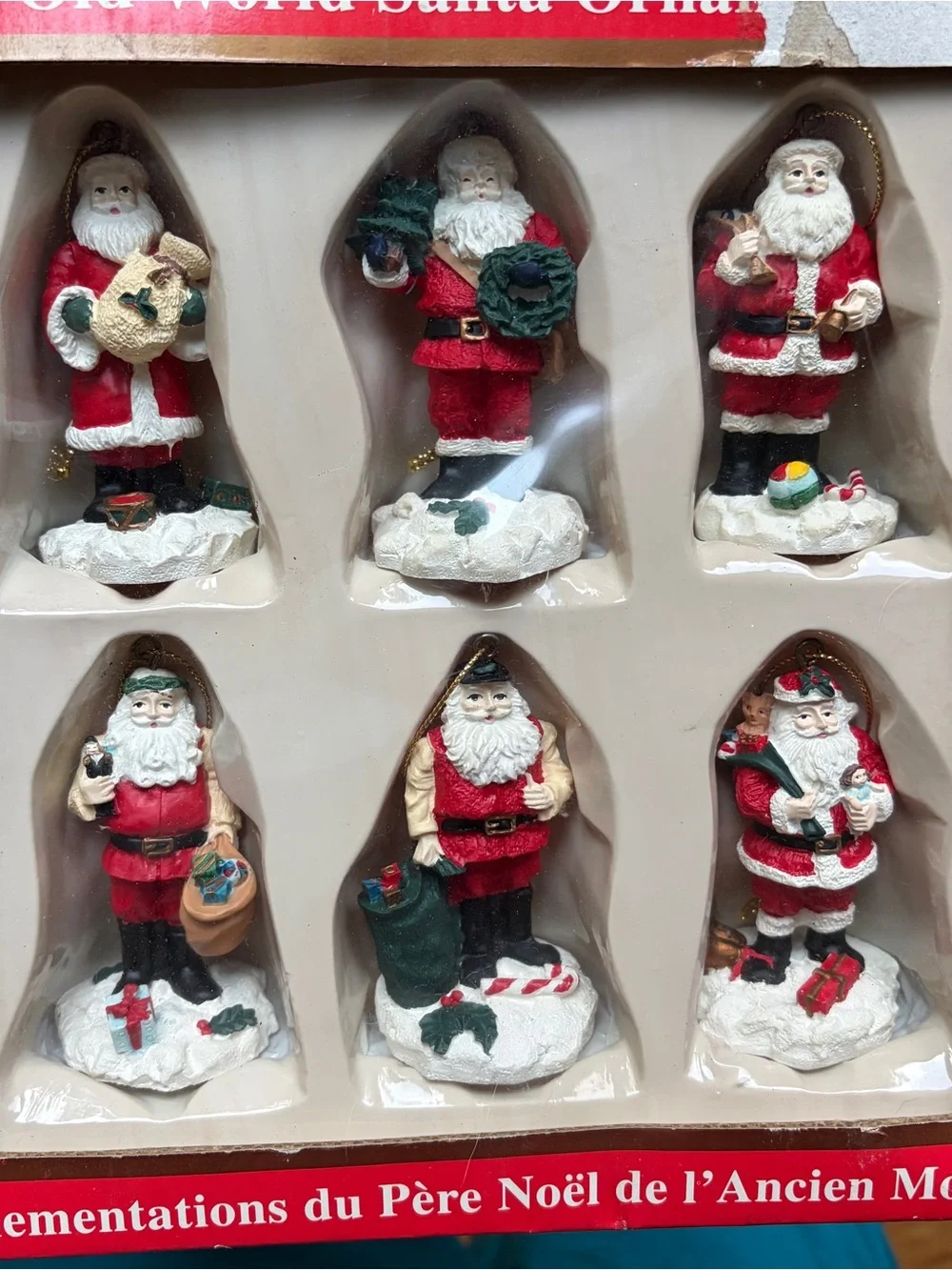 Heritage Mint 1998 Old World Santa Christmas Ornaments Resin Set 6 Box Xmas